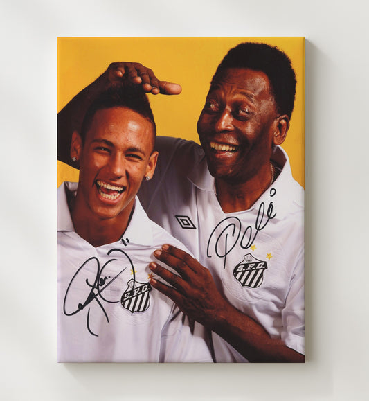 Pele and Neymar Santos FC Generations of Greatness - Canvas soccer wall art