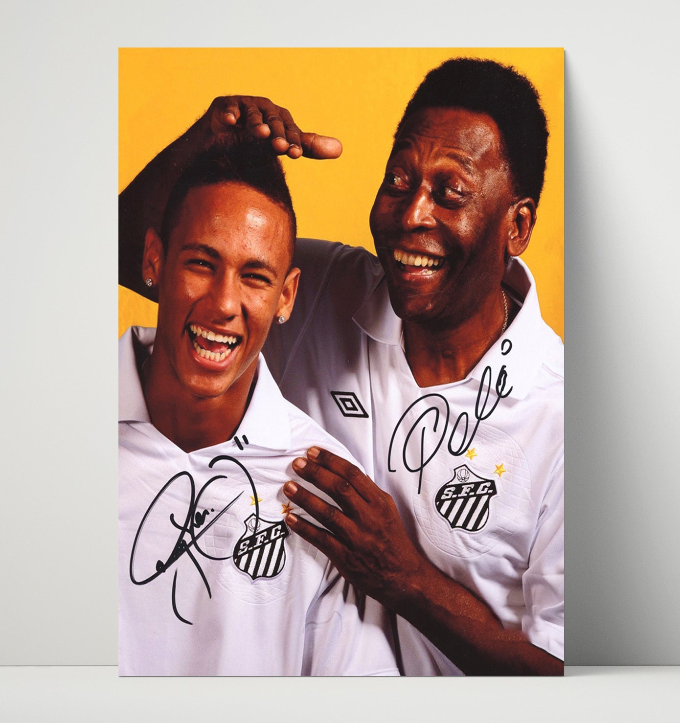 Pele and Neymar Santos FC Generations of Greatness Soccer Print 16x20 Unframed Print soccer wall art print – Soccer Prints decor
