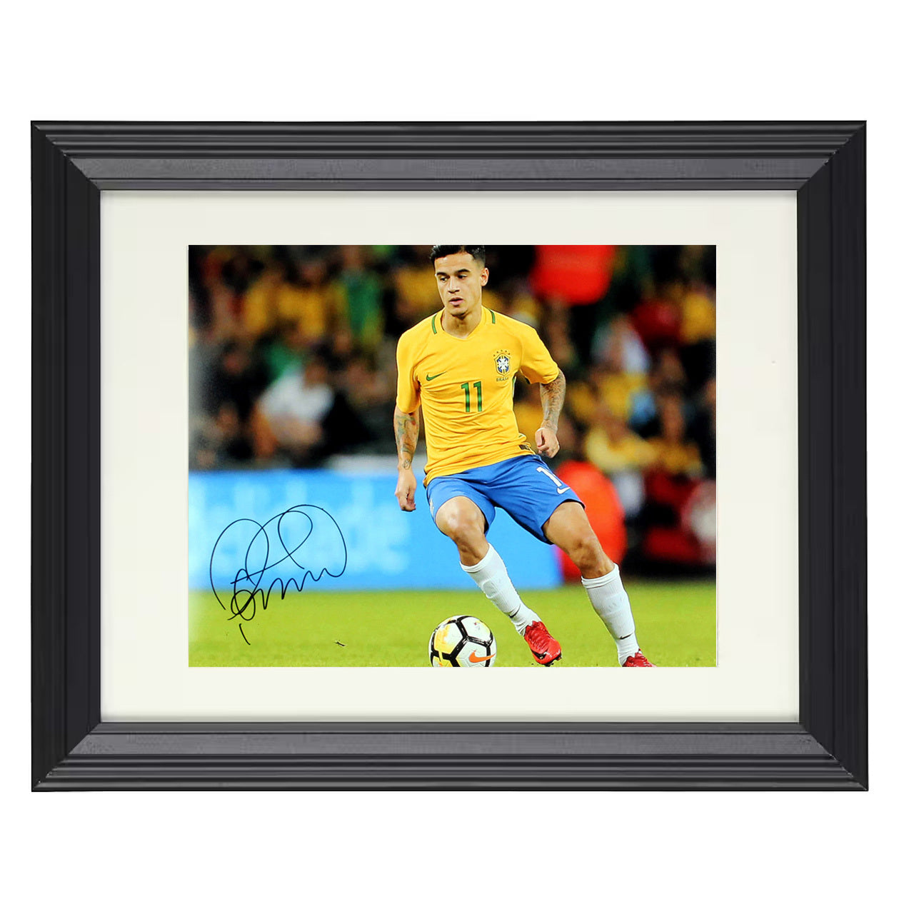 Philippe Coutinho – Brazil Dribble Control 8x10 matted black framed soccer wall art