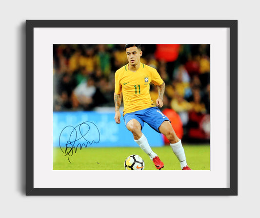 Philippe Coutinho Brazil Dribble Control Soccer Print 16x20 Gallery Framed Artwork wall art print – soccer decor
