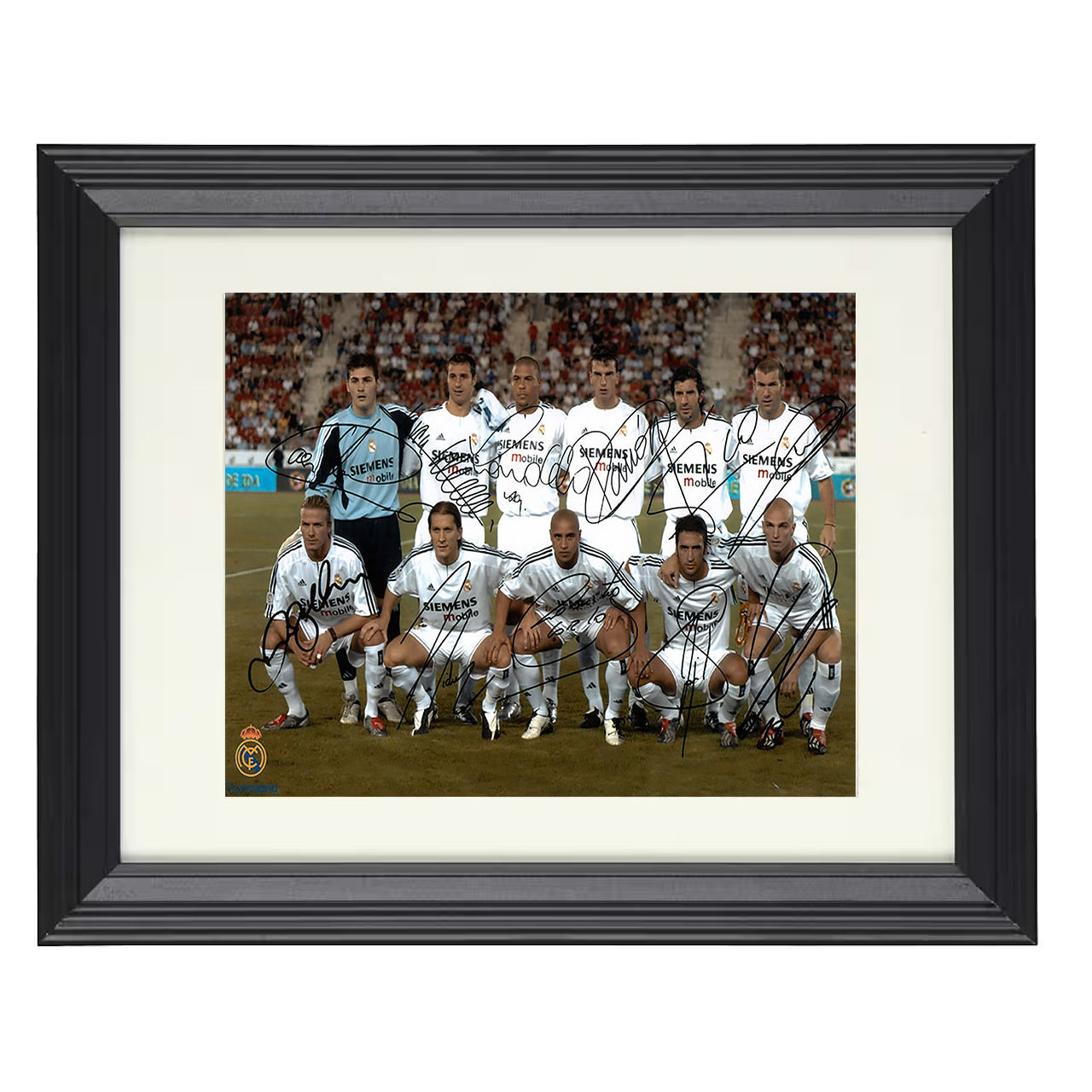 Real Madrid Galacticos – Team Lineup Image 8x10 matted black framed soccer wall art