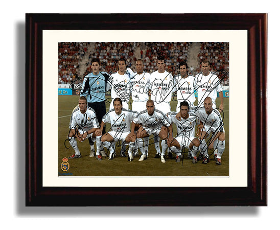 Real Madrid Galacticos Team Lineup Soccer Print 8x10 Beveled Frame soccer wall art print – Soccer Prints decor