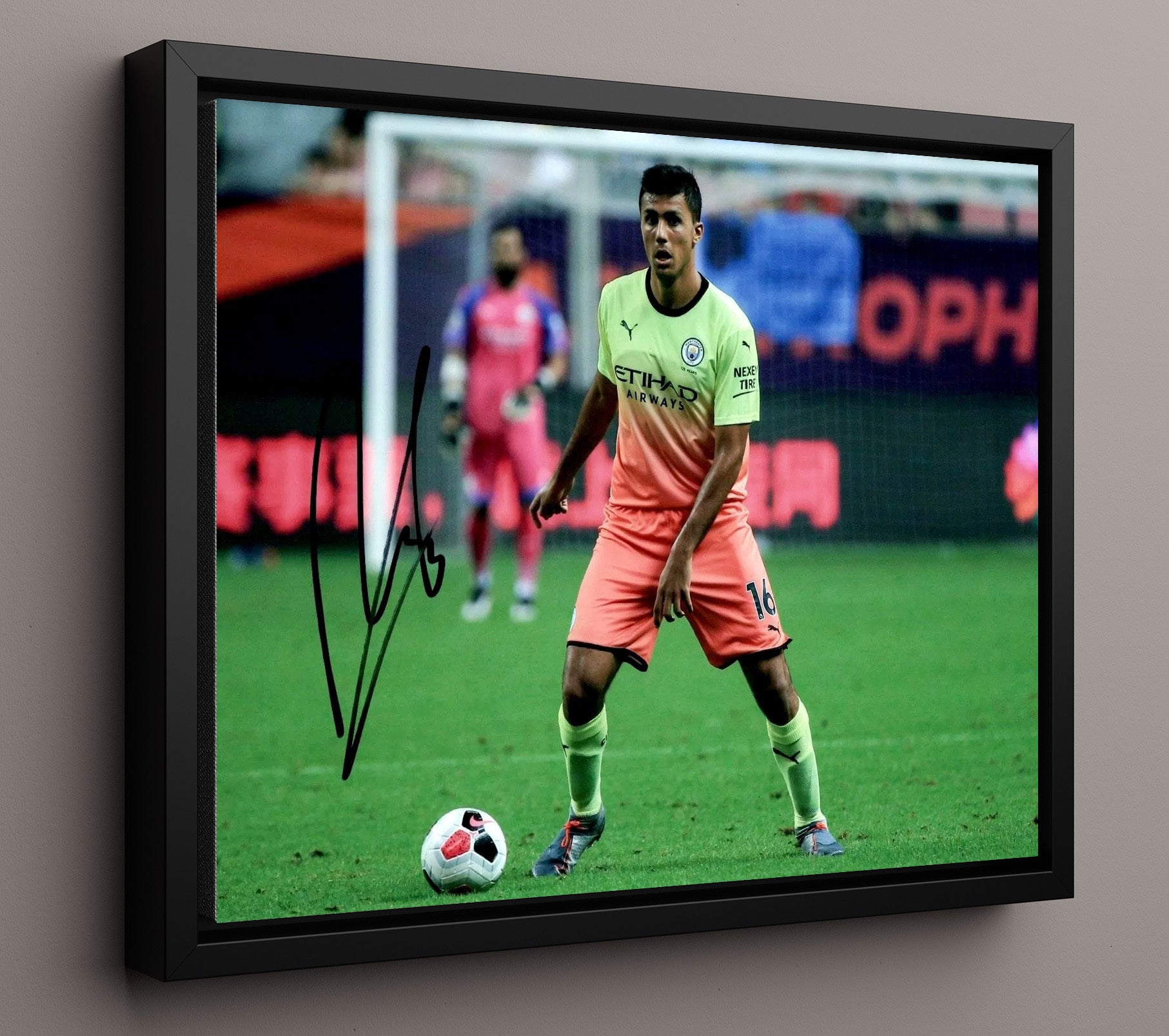 Rodri Manchester City Midfield General Stance Soccer Print 16x20 Framed Canvas soccer wall art print – Soccer Prints decor