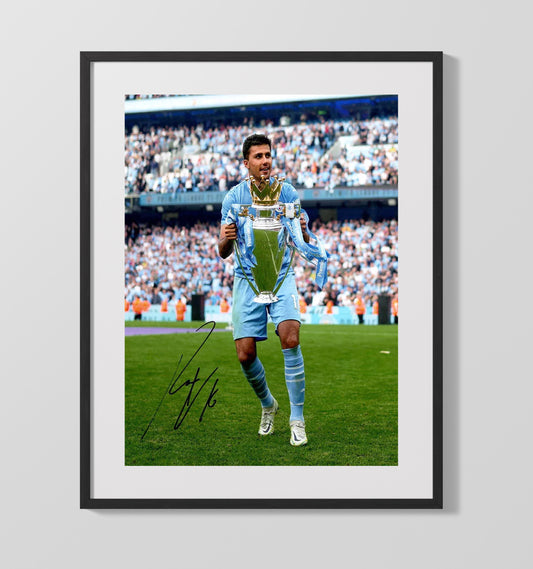 Rodri Manchester City Premier League Trophy Presentation Champion Moment Soccer 16x20 Gallery Framed Artwork wall art print – soccer decor