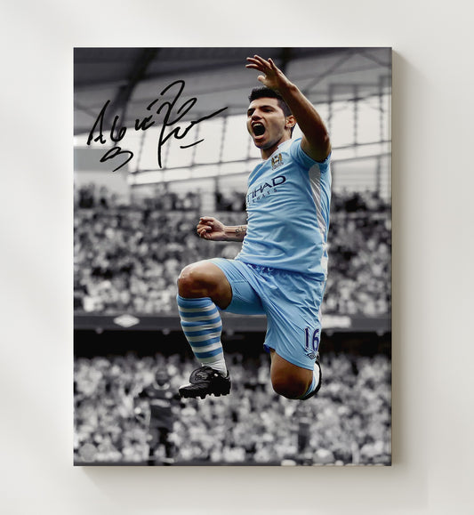Sergio Aguero Manchester City Last Minute Title Winning Goal 2012 - Canvas soccer wall art