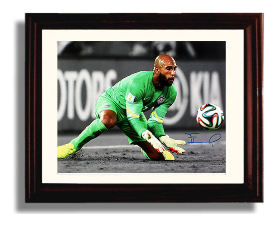 Tim Howard USA Diving Goalkeeper Save Soccer Print 8x10 Beveled Frame soccer wall art print – Soccer Prints decor