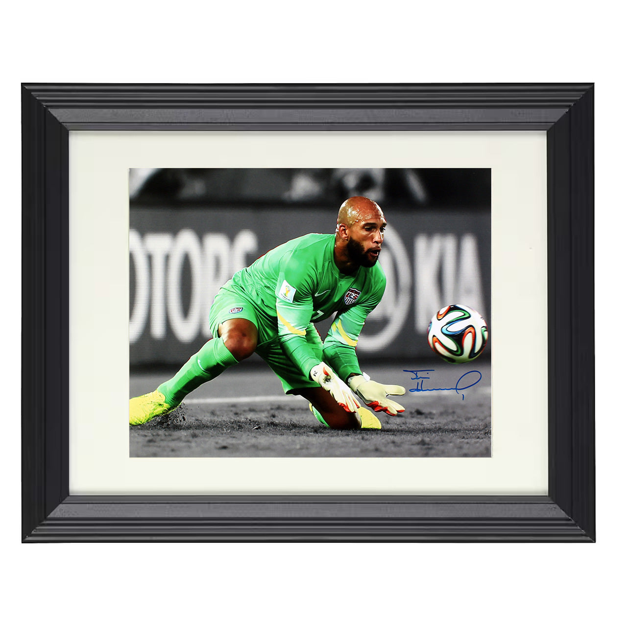 Tim Howard – USA Diving Goalkeeper Save 8x10 matted black framed soccer wall art