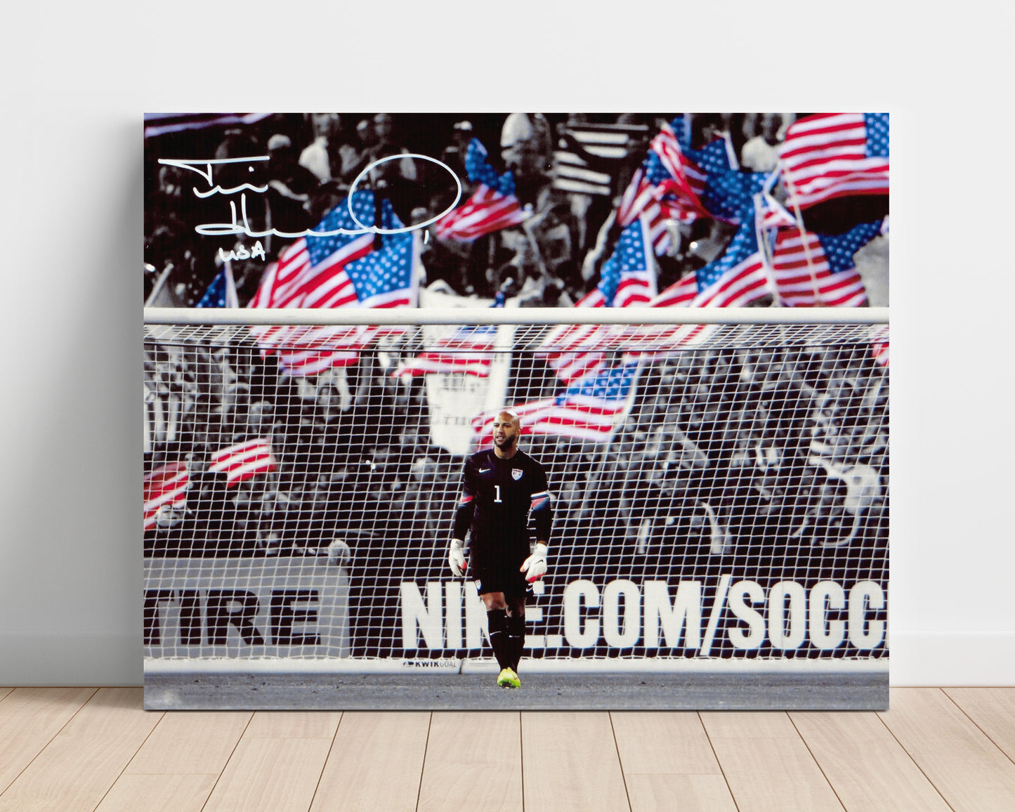 Tim Howard USA Goalkeeper Commanding Goal Mouth Soccer Print 16x20 Unframed Print soccer wall art print – Soccer Prints decor