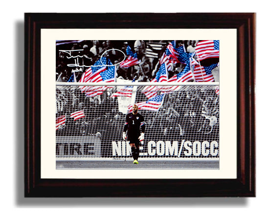 Tim Howard USA Goalkeeper Commanding Goal Mouth Soccer Print 8x10 Beveled Frame soccer wall art print – Soccer Prints decor