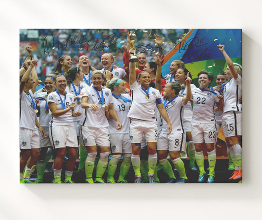 USA Women's National Team 2015 World Cup Champions Trophy Celebration - Canvas soccer wall art