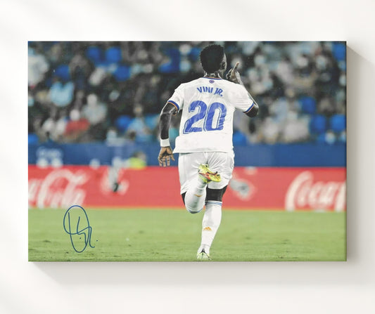 Vinicius Jr Real Madrid Runaway Goal Celebration - Canvas soccer wall art