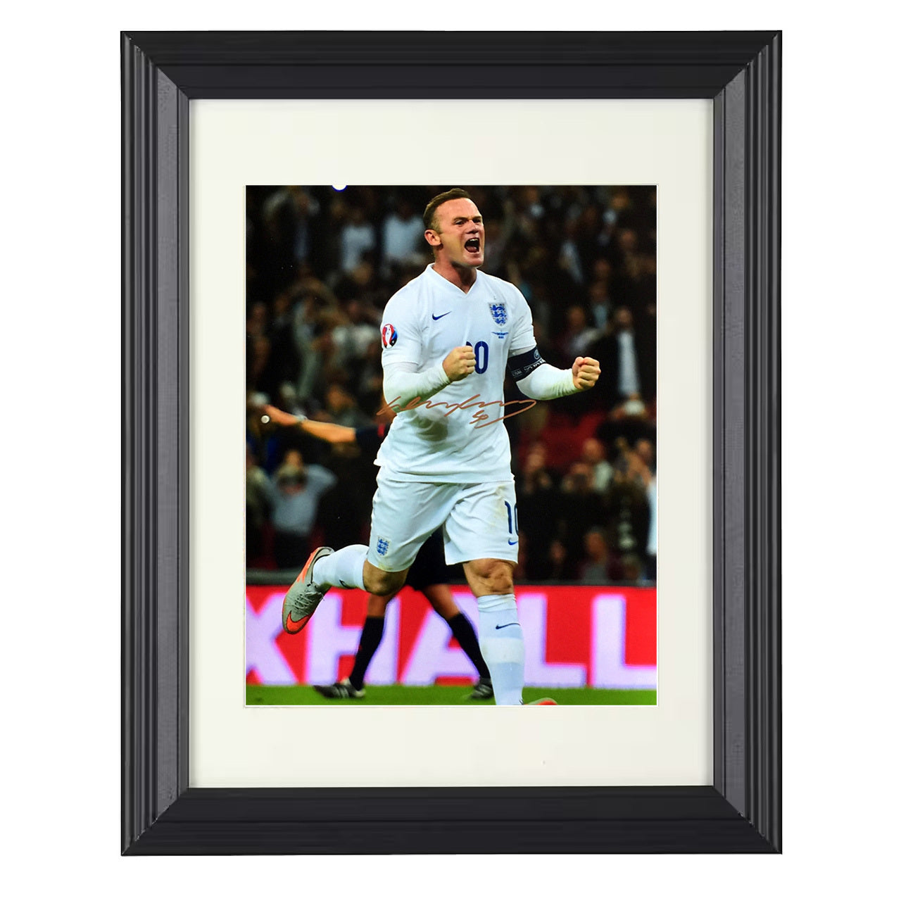Wayne Rooney – England Goal Celebration Image 8x10 matted black framed soccer wall art