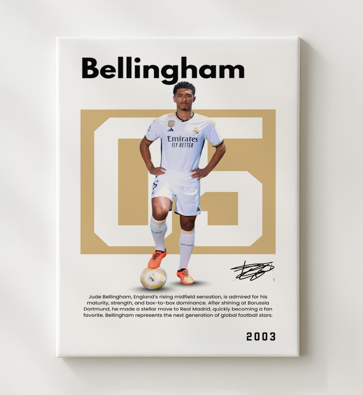 Soccer Legends - Bellingham - No. 07 Player Bio Poster 16x20 16x20 Canvas Wall Art wall art print – vintage decor