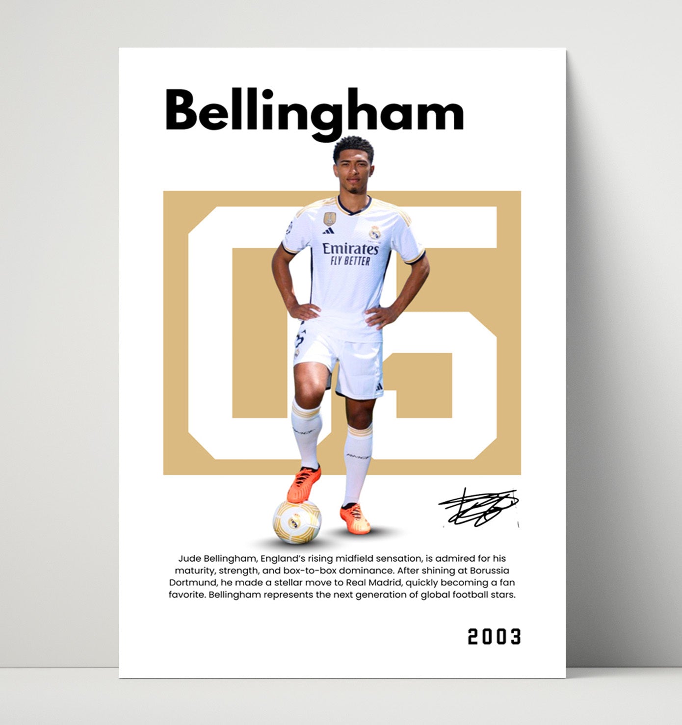 Soccer Legends - Bellingham - No. 07 Player Bio Poster Unframed 8x10 in Plastic Sleeve in Plastic Sleeve wall art print – vintage decor