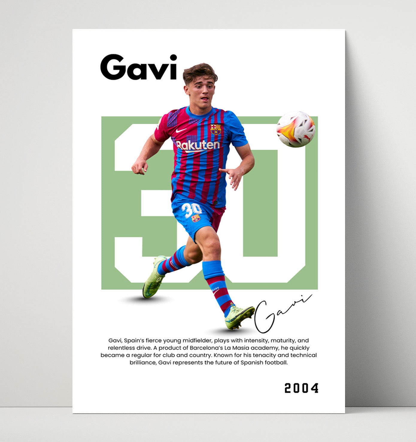 Soccer Legends - Gavi - No. 10 Player Bio Poster Unframed 8x10 in Plastic Sleeve in Plastic Sleeve wall art print – vintage decor