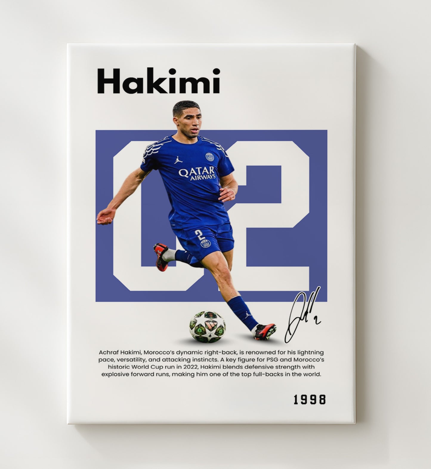 Soccer Legends - Hakimi - No. 10 Player Bio Poster 16x20 16x20 Canvas Wall Art wall art print – vintage decor