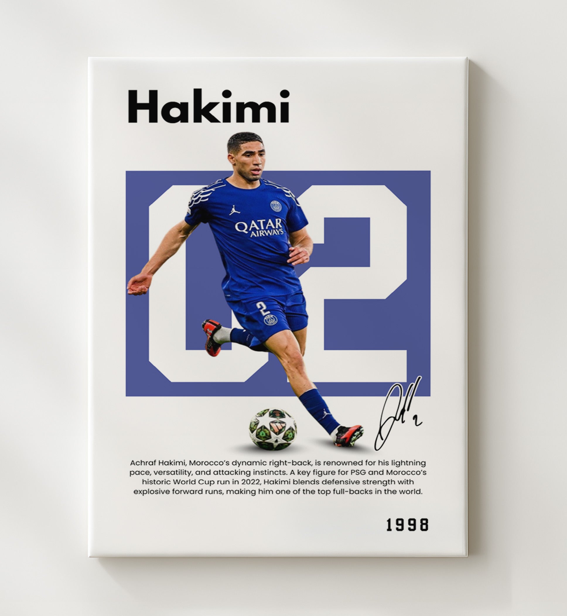 Soccer Legends - Hakimi - No. 10 Player Bio Poster 16x20 16x20 Canvas Wall Art wall art print – vintage decor