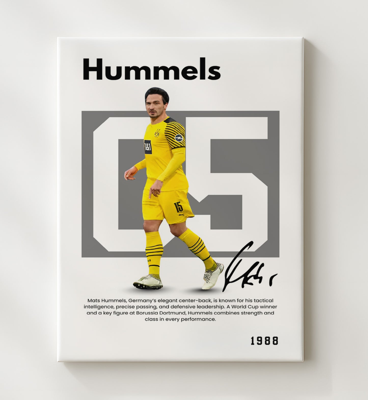 Soccer Legends - Hummels - No. 01 Player Bio Poster 16x20 16x20 Canvas Wall Art wall art print – vintage decor