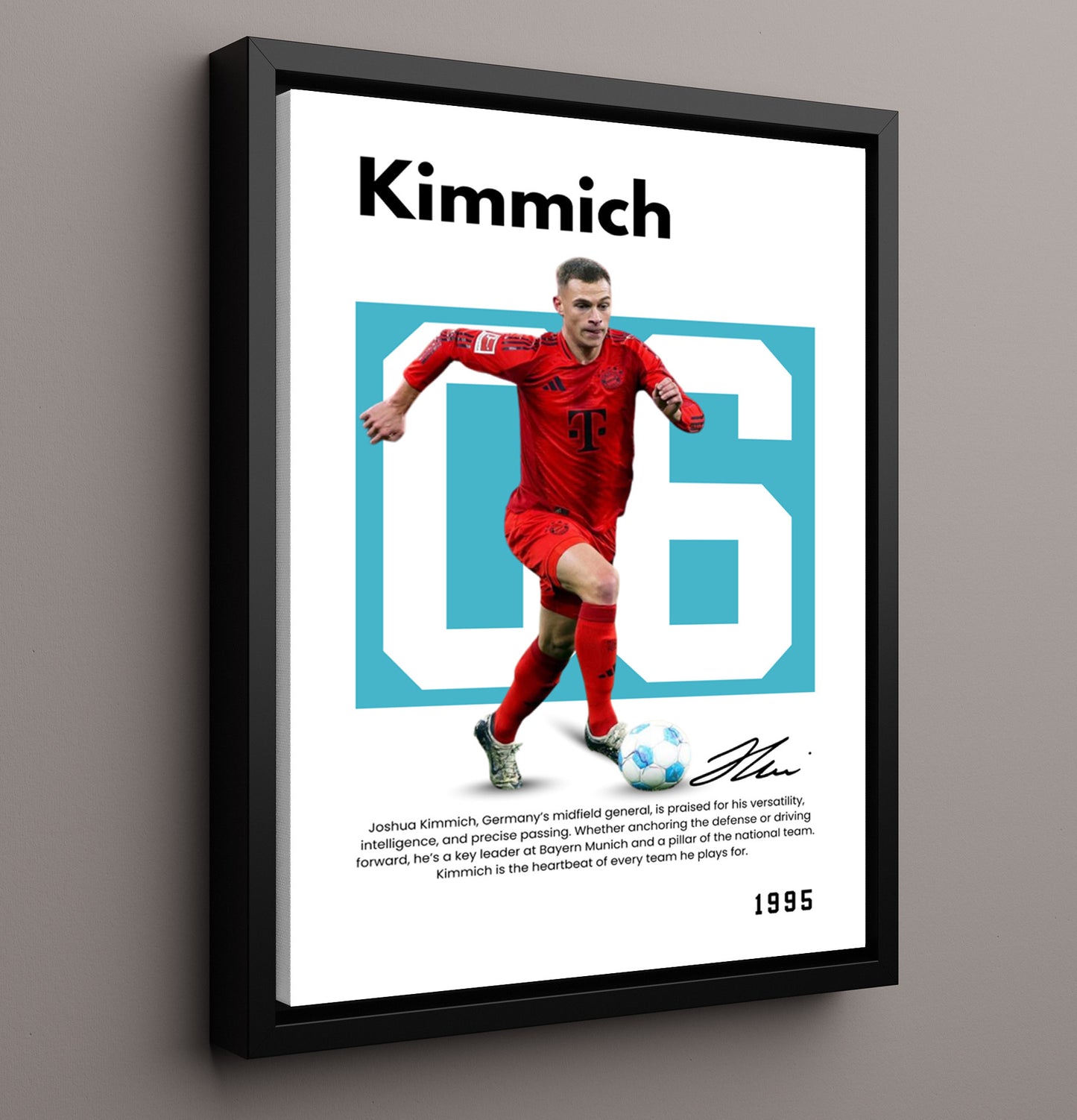 Soccer Legends - Kimmich - No. 17 Player Bio Poster 16x20 16x20 Floating Canvas Display Display wall art print – vintage decor