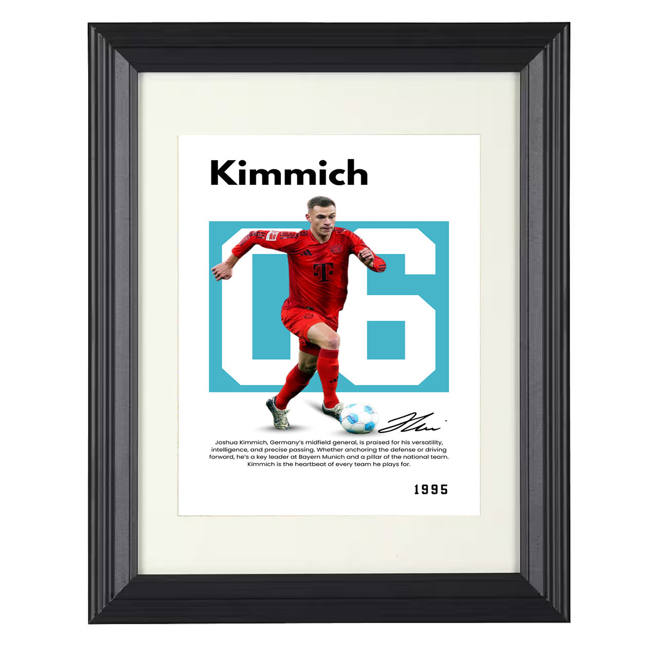Joshua Kimmich – No. 17 Player Bio Artwork 8x10 matted black framed soccer wall art