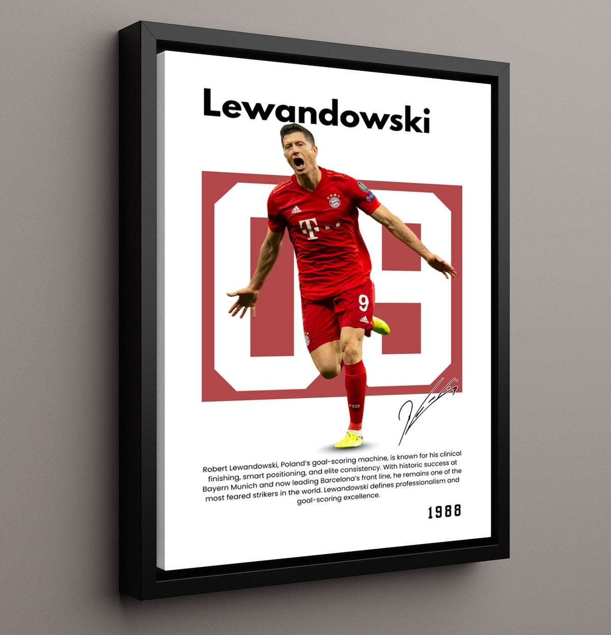Robert Lewandowski Player Bio Poster No. 02 - Canvas soccer wall art