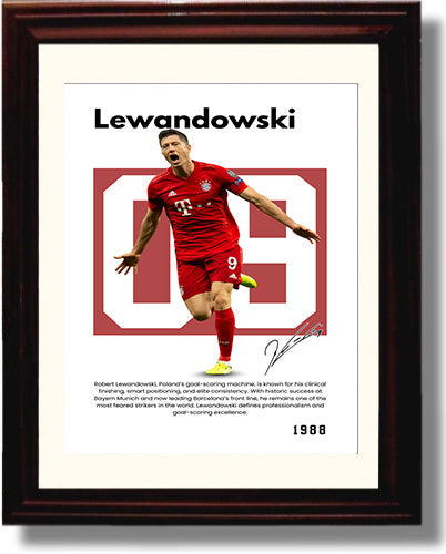 Soccer Legends - Lewandowski - No. 02 Player Bio Poster Framed 8x10 Matted Beveled Frame Beveled Frame wall art print – vintage decor