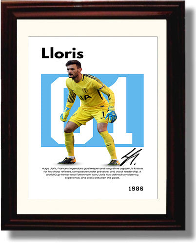 Soccer Legends - Lloris - No. 01 Player Bio Poster Framed 8x10 Matted Beveled Frame Beveled Frame wall art print – vintage decor