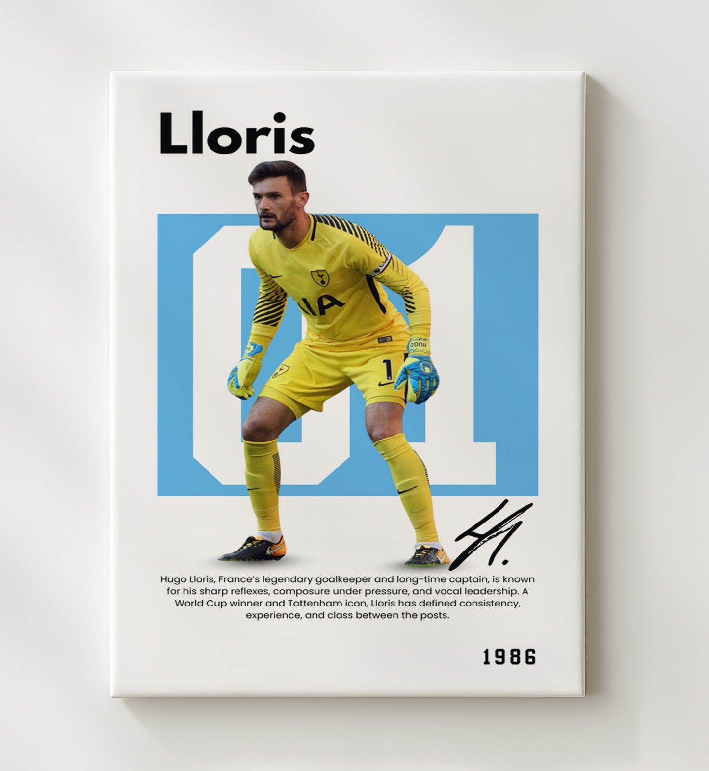 Soccer Legends - Lloris - No. 01 Player Bio Poster 16x20 16x20 Canvas Wall Art wall art print – vintage decor