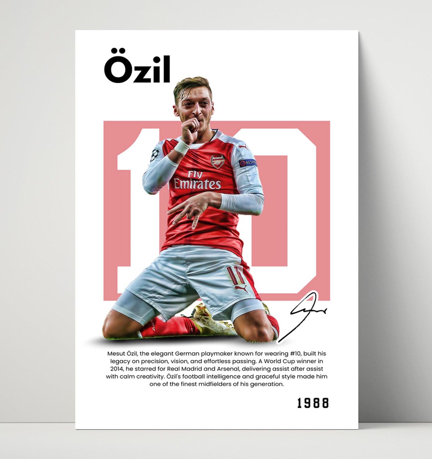 Soccer Legends - Mesut Ozil - No. 10 Player Bio Poster Unframed 8x10 in Plastic Sleeve in Plastic Sleeve wall art print – vintage decor