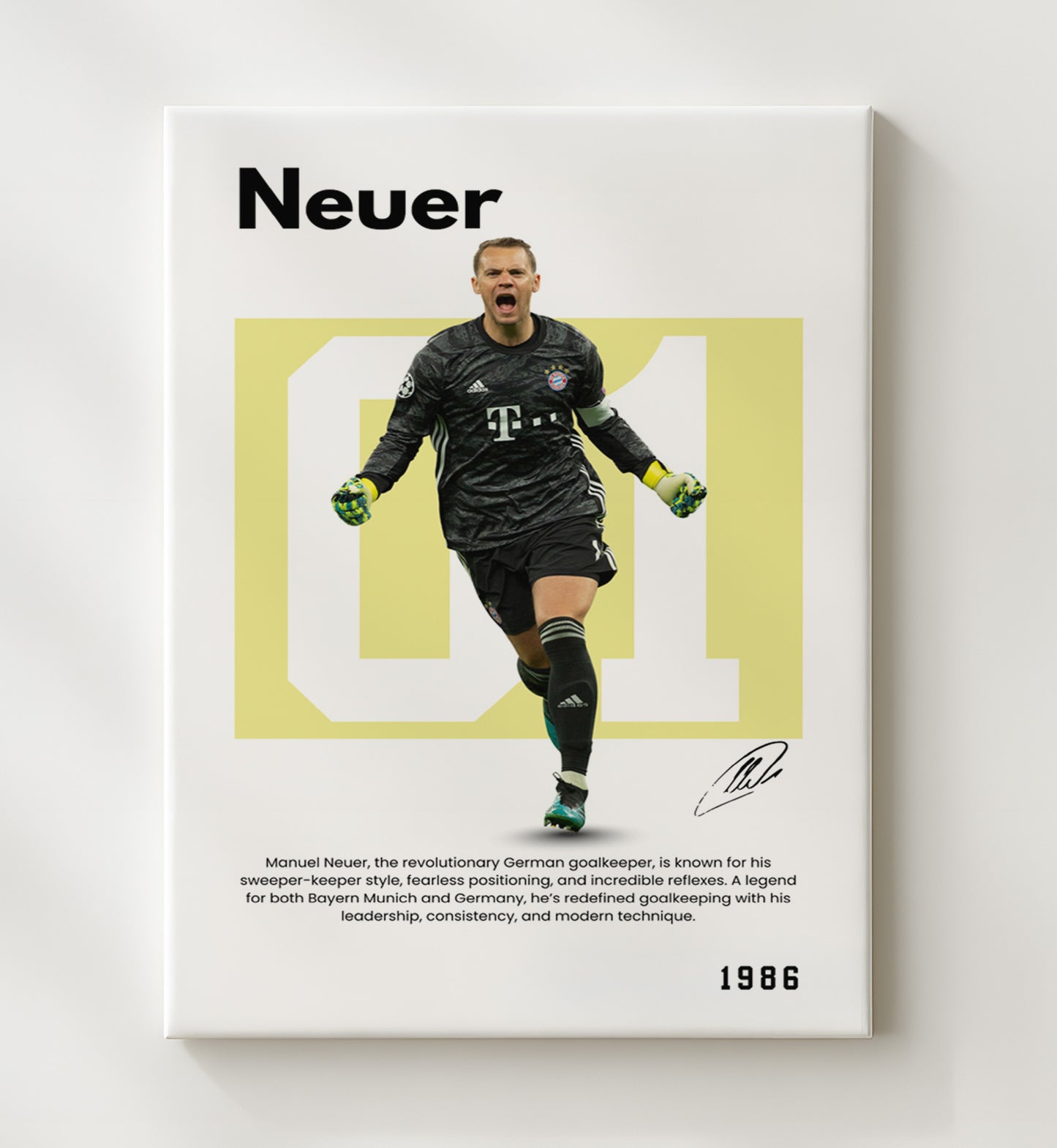Soccer Legends - Neuer - No. 04 Player Bio Poster 16x20 16x20 Canvas Wall Art wall art print – vintage decor