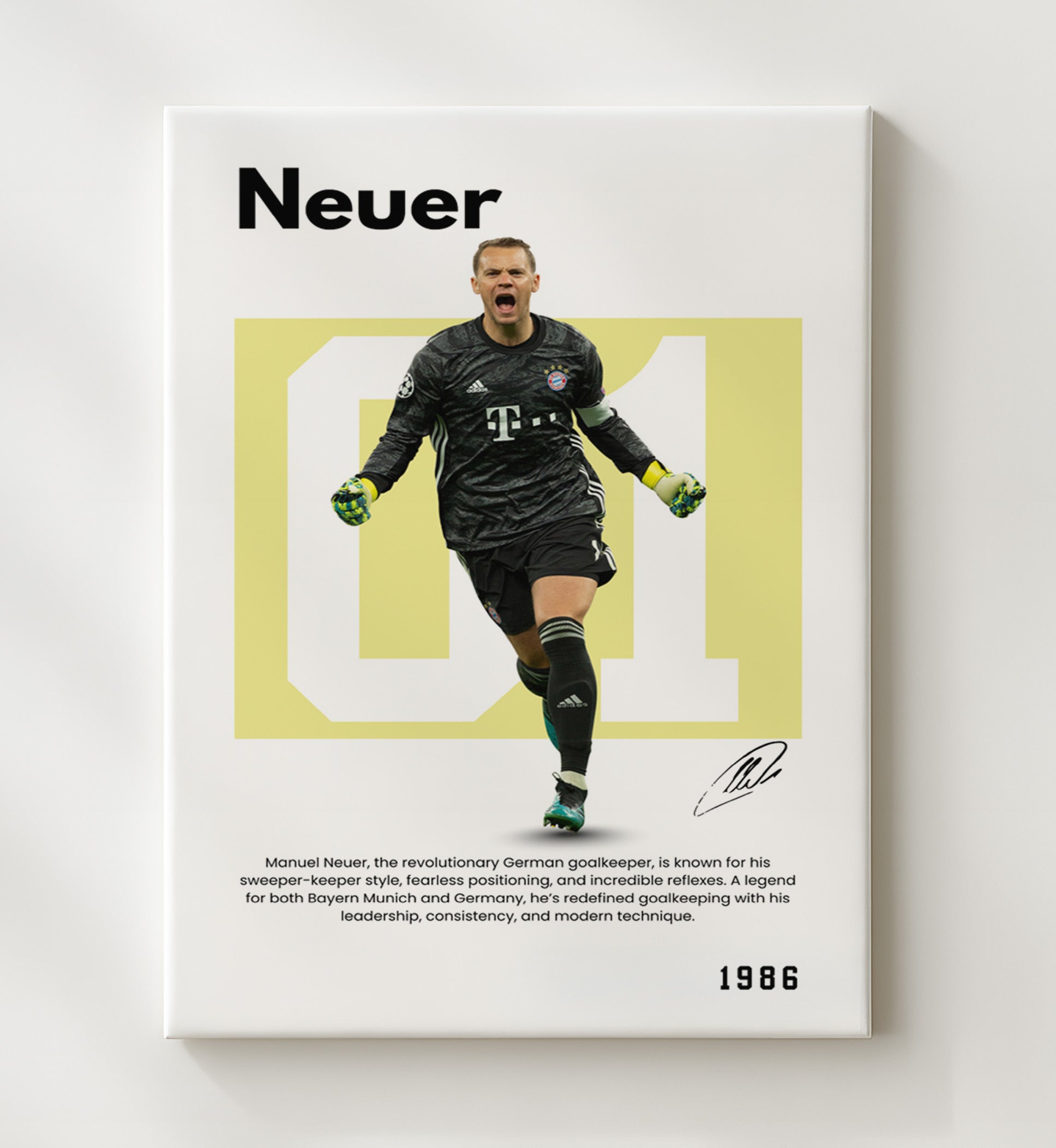 Soccer Legends - Neuer - No. 04 Player Bio Poster 16x20 16x20 Canvas Wall Art wall art print – vintage decor