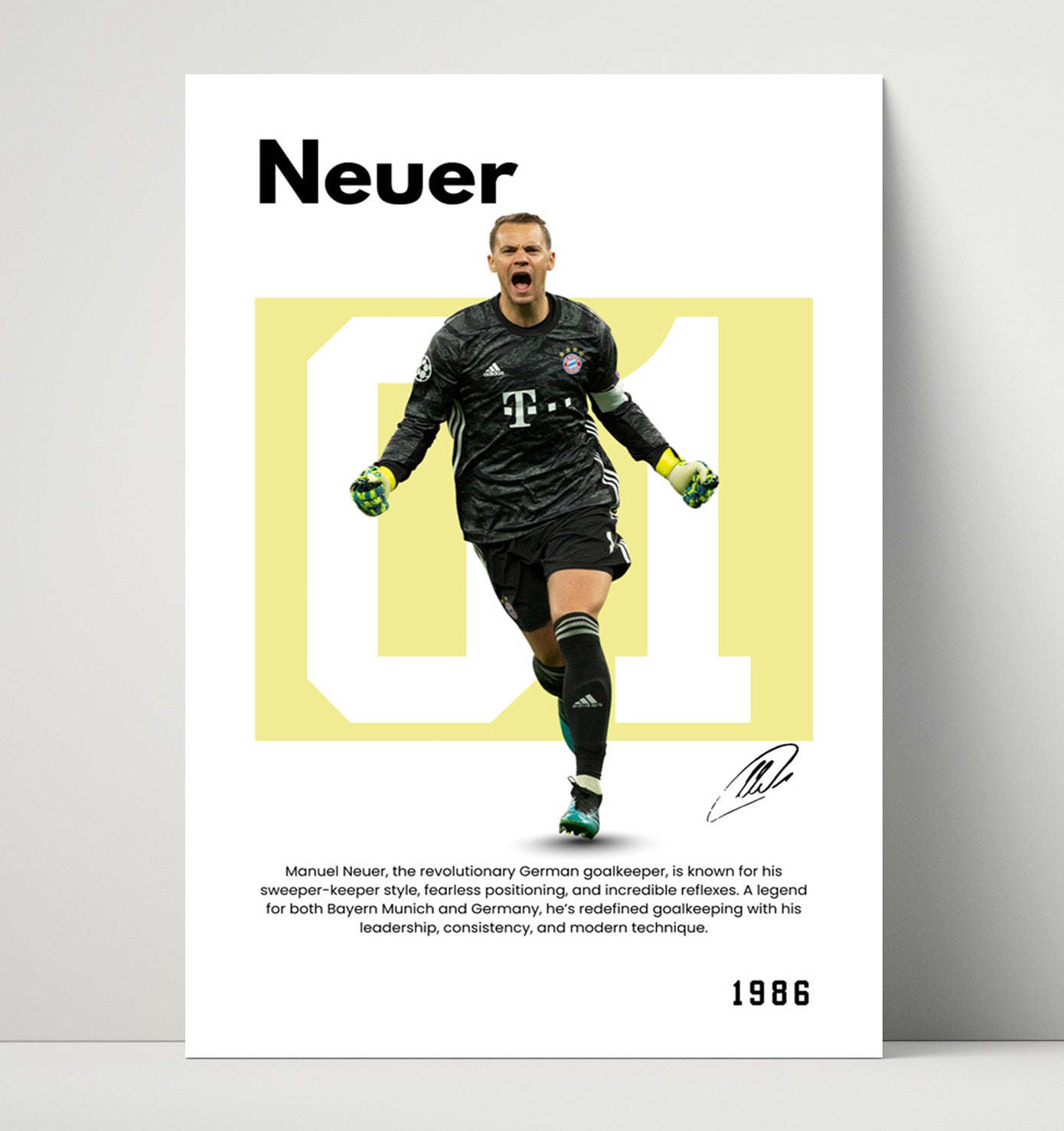Soccer Legends - Neuer - No. 04 Player Bio Poster Unframed 8x10 in Plastic Sleeve in Plastic Sleeve wall art print – vintage decor