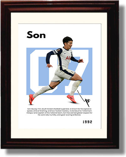 Soccer Legends - Son - No. 06 Player Bio Poster Framed 8x10 Matted Beveled Frame Beveled Frame wall art print – vintage decor