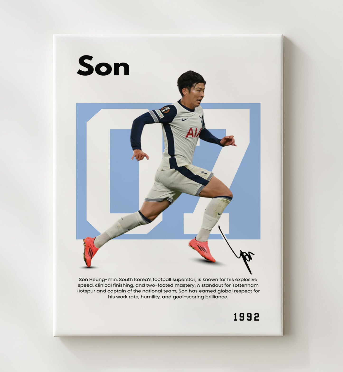 Soccer Legends - Son - No. 06 Player Bio Poster 16x20 16x20 Canvas Wall Art wall art print – vintage decor