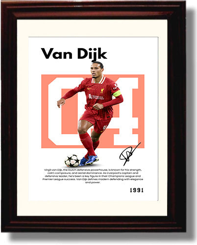 Soccer Legends - Van Dijk - No. 30 Player Bio Poster Framed 8x10 Matted Beveled Frame Beveled Frame wall art print – vintage decor