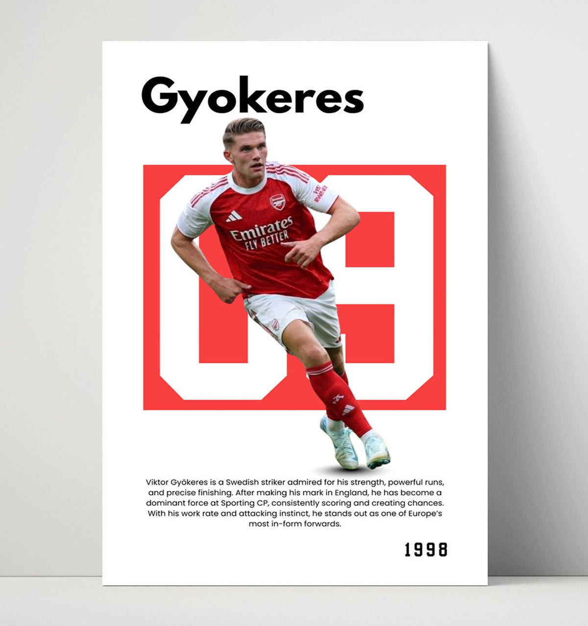Viktor Gyökeres – No. 09 Player Bio – Arsenal unframed semi-gloss poster print