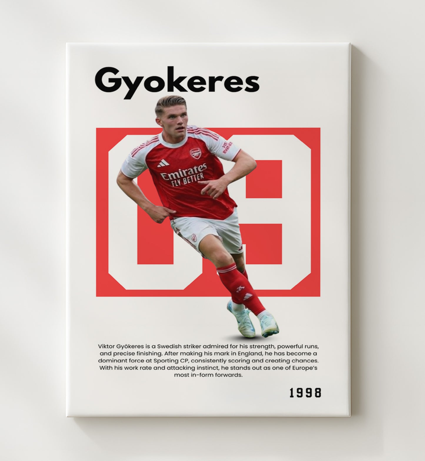 Soccer Legends - Viktor Gyokeres - No. 09 Player Bio Poster - Portrait (Arsenal).jpg 16x20 16x20 Canvas Wall Art wall art print – vintage decor
