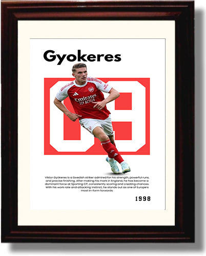 Soccer Legends - Viktor Gyokeres - No. 09 Player Bio Poster - Portrait (Arsenal).jpg Framed 8x10 Matted Beveled Frame Beveled Frame wall art print – vintage decor