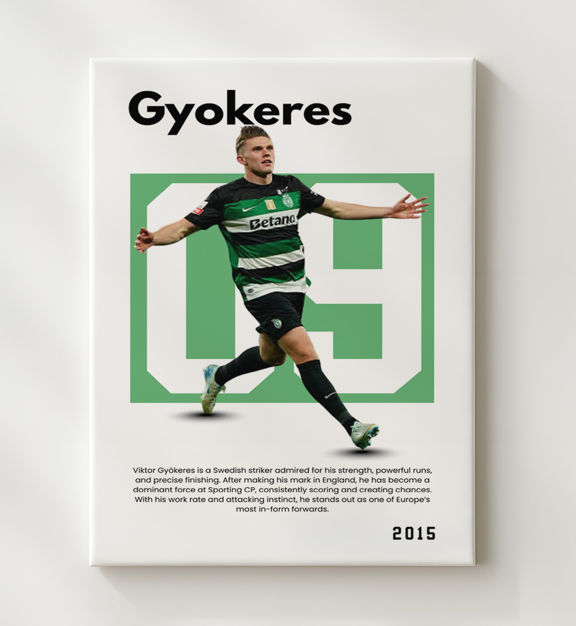 Soccer Legends - Viktor Gyokeres - No. 09 Player Bio Poster - Portrait (Sporting).jpg 16x20 16x20 Canvas Wall Art wall art print – vintage decor