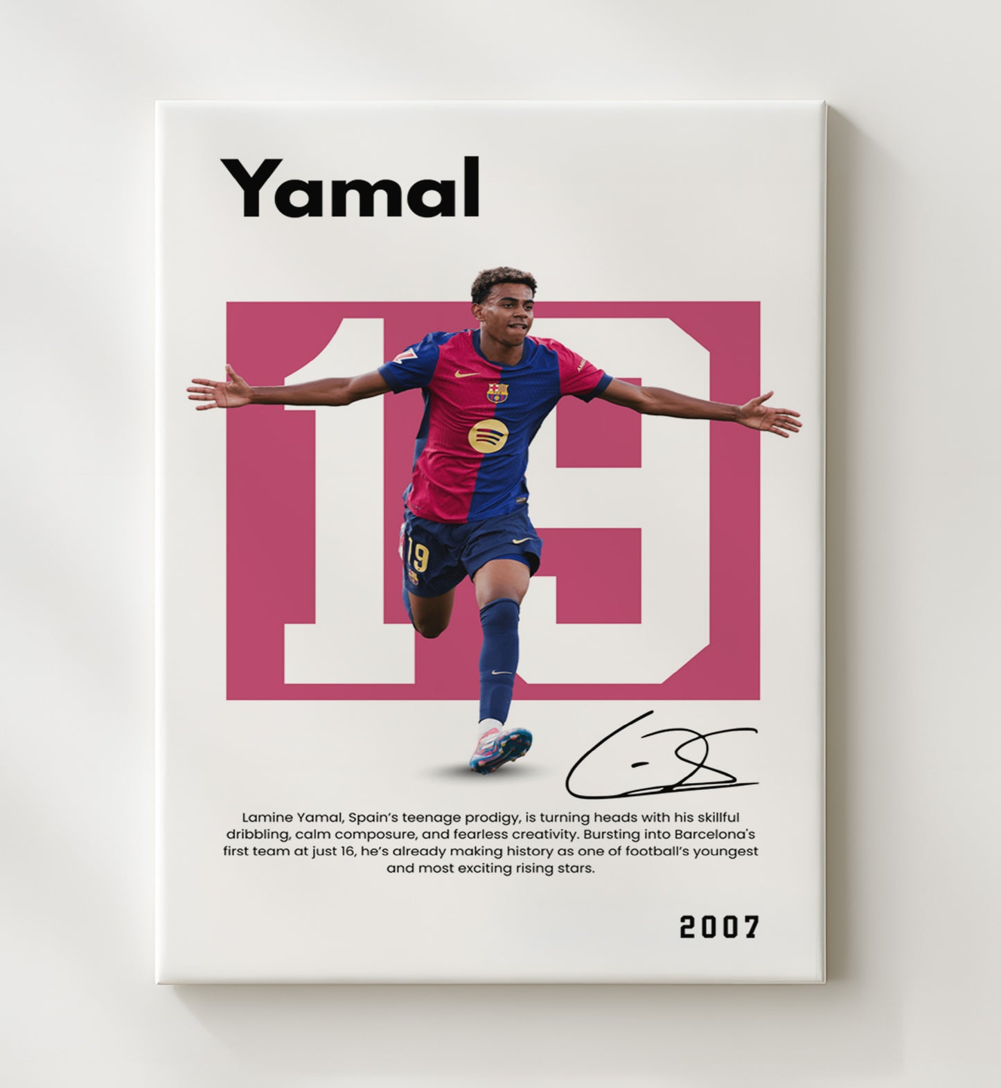 Soccer Legends - Yamal - No. 10 Player Bio Poster 16x20 16x20 Canvas Wall Art wall art print – vintage decor