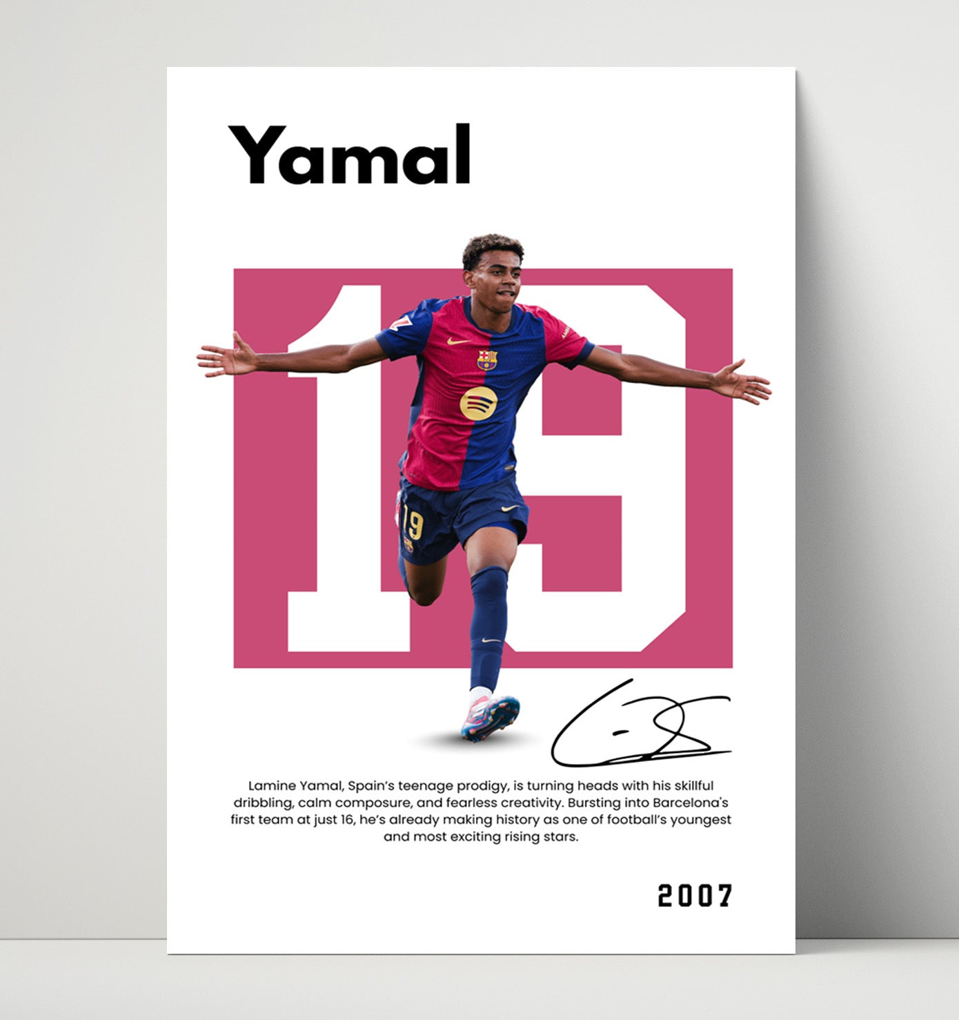 Soccer Legends - Yamal - No. 10 Player Bio Poster Unframed 8x10 in Plastic Sleeve in Plastic Sleeve wall art print – vintage decor