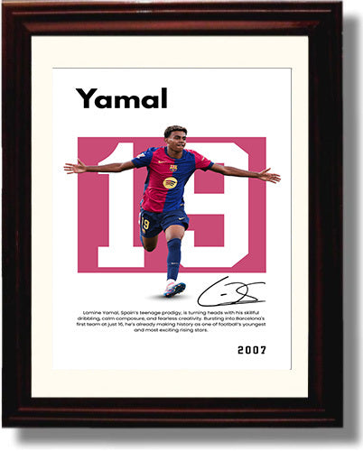 Soccer Legends - Yamal - No. 10 Player Bio Poster Framed 8x10 Matted Beveled Frame Beveled Frame wall art print – vintage decor