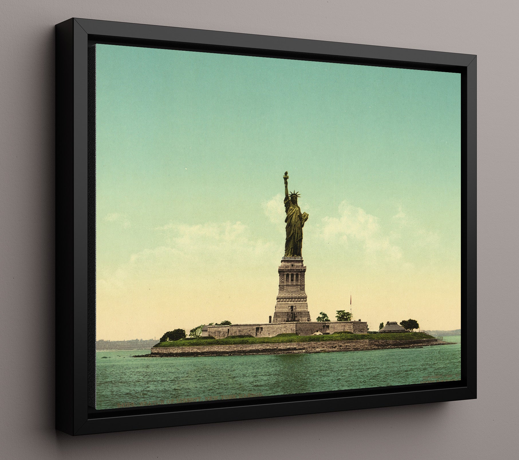 1910 Photo - Lady Liberty Stands Tall - Statue of Liberty Print - 16x20 Framed Canvas