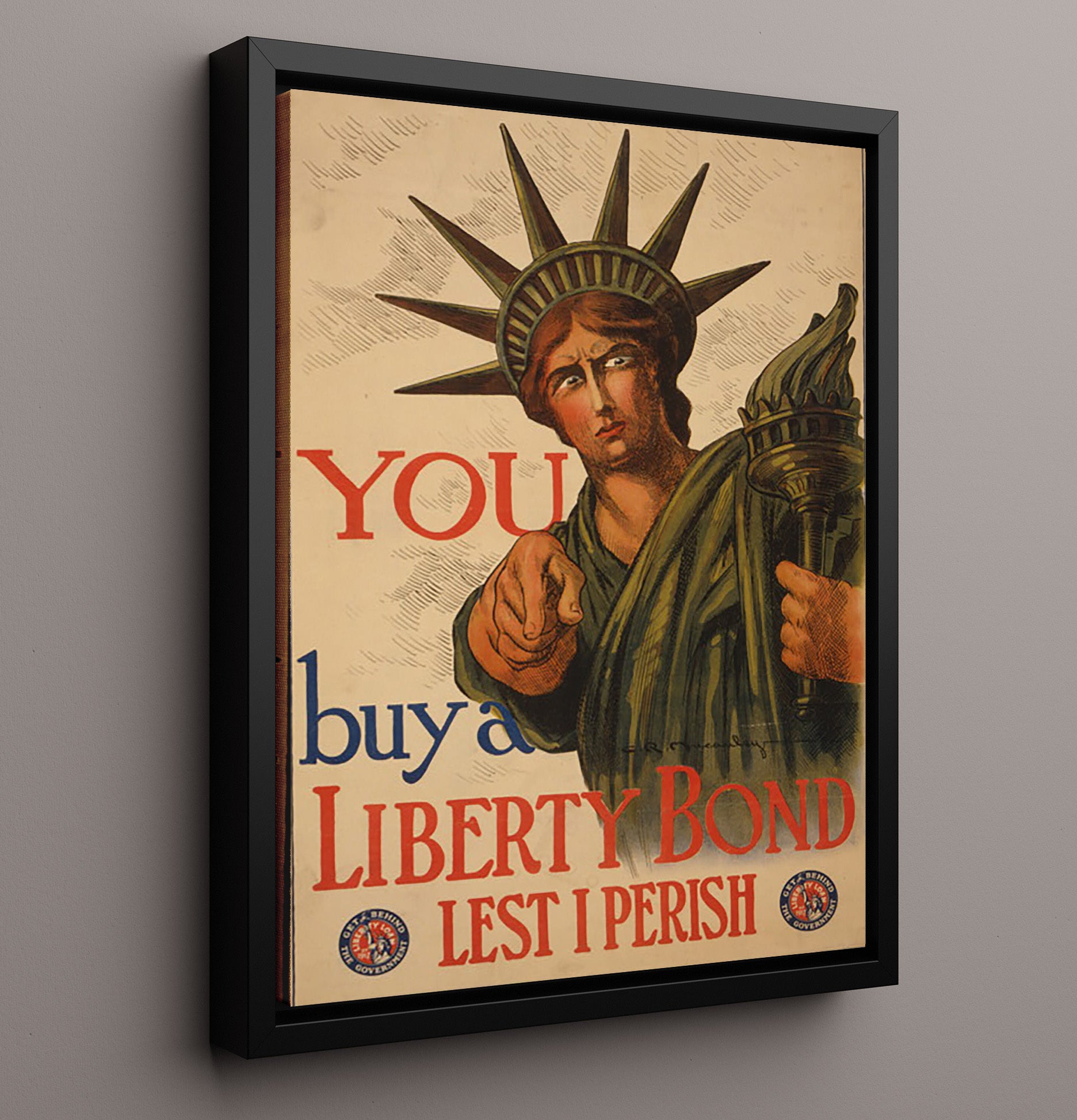 Buy a Liberty Bond - Lady Liberty Points the Way - Statue of Liberty Print - 16x20 Framed Canvas