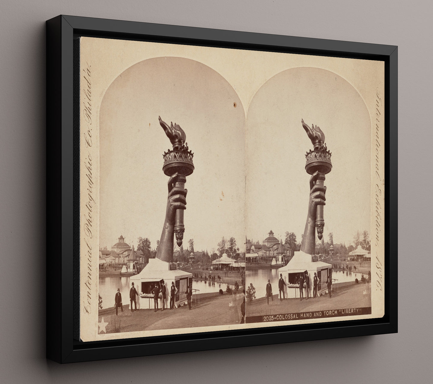Colossal Hand and Torch Liberty 1876 - A Sneak Peek Before the Debut - Statue of Liberty Print - 16x20 Framed Canvas