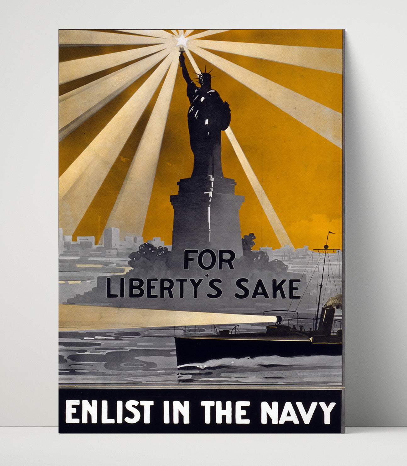 For Liberty's Sake - Navy Enlistment Glow - Statue of Liberty Print - 16x20 Unframed Print