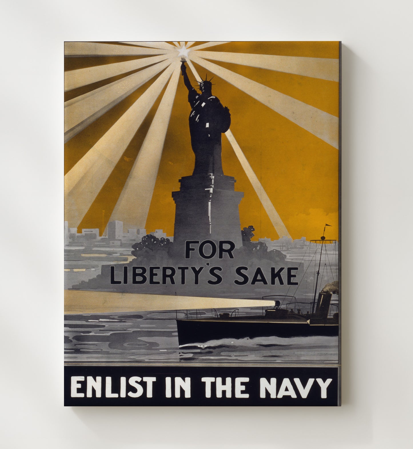 For Liberty's Sake - Navy Enlistment Glow - Statue of Liberty Print - 20x24 Canvas