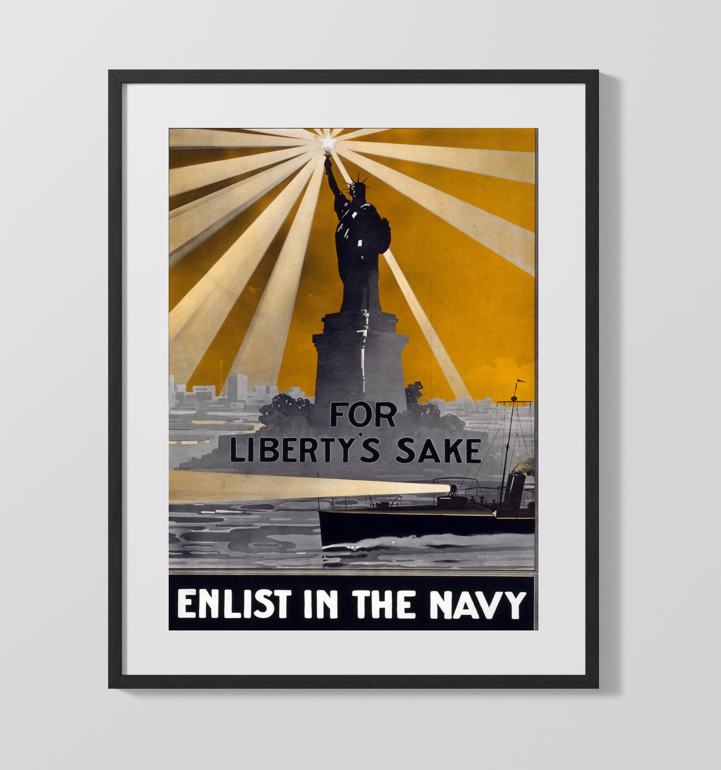 For Liberty's Sake - Navy Enlistment Glow - Statue of Liberty Print - 16x20 Gallery Frame