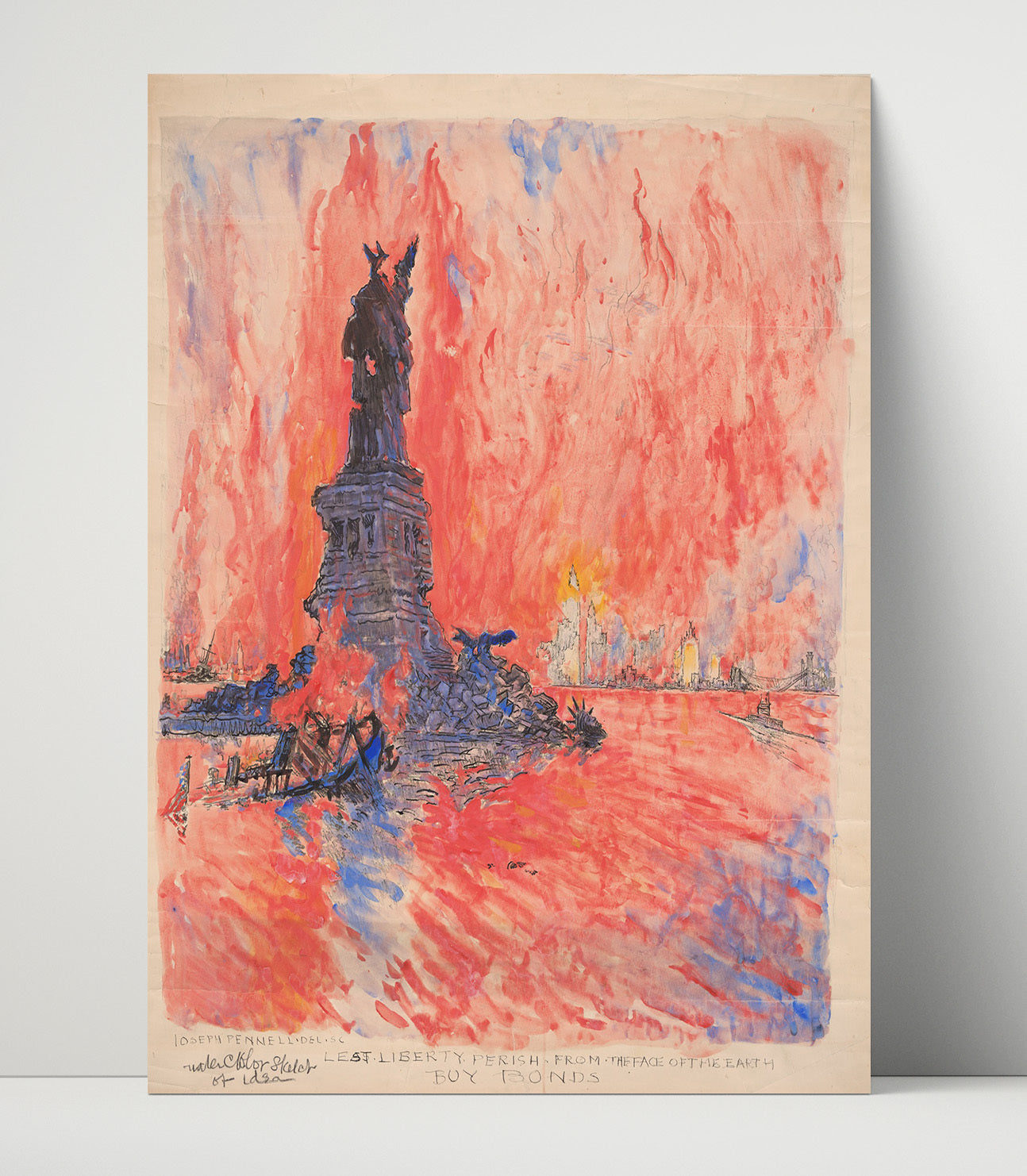 Lest Liberty Perish - Fiery Call to Buy Bonds - Statue of Liberty Print - 16x20 Unframed Print