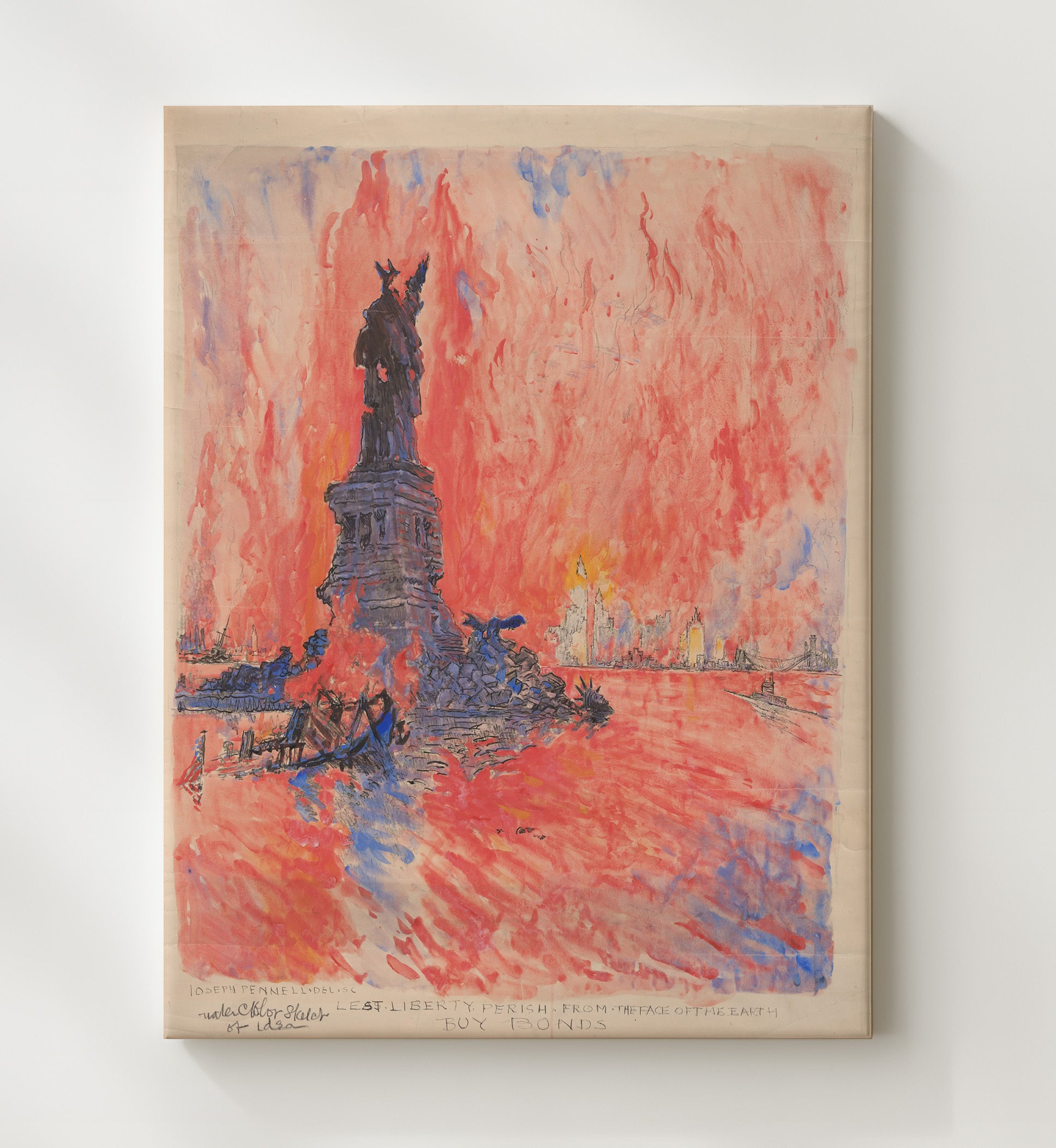 Lest Liberty Perish - Fiery Call to Buy Bonds - Statue of Liberty Print - 20x24 Canvas